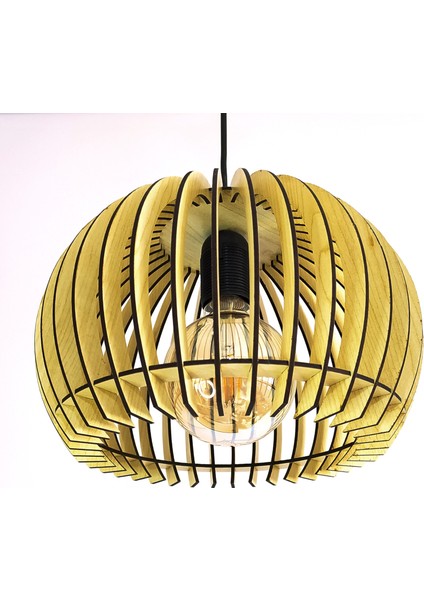 Modern Tasarım Globe Küre Doğal Ahşap Mdf 3D Lazer Kesim Rustik Salon Avize
