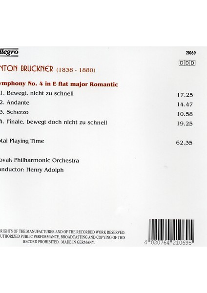 CD - Anton Bruckner-Sympony No. 4