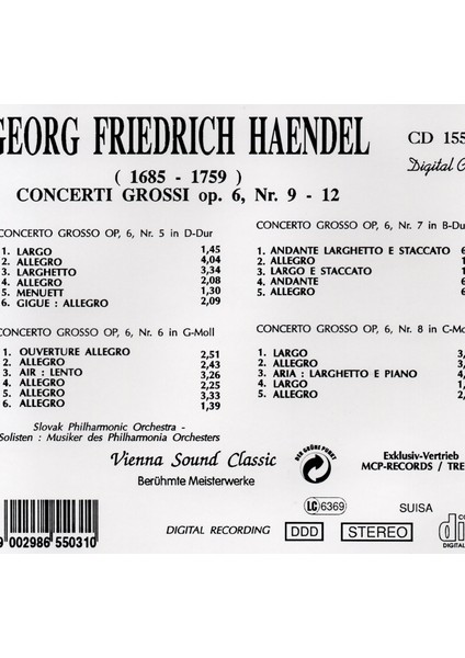 Tuna Müzik CD - George Friedrich Handel-f. Bassno- Herbst