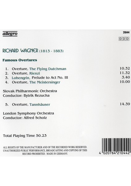 CD - Richard Wagner -Famous Overtures fiyatları