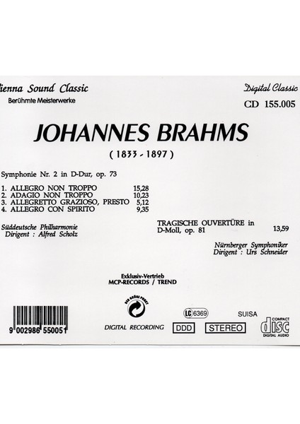 Tuna Müzik CD - Johannes Brahms-Sympony No. 2