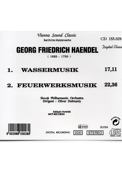 CD - George Friedrich Handel-Suite Wassermusik fiyatları
