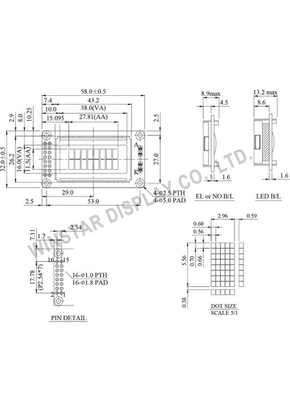 Winstar WH0802A 8x2 Karakter LCD Ekran Tft LCD LED Displayer