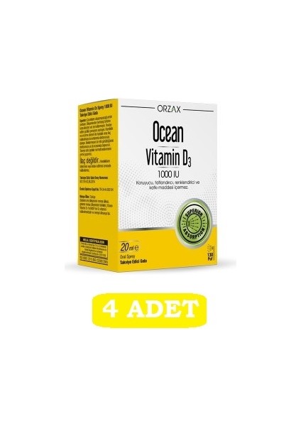 Ocean Vitamin D3 1000 Iu 20 ml Sprey*4 Adet
