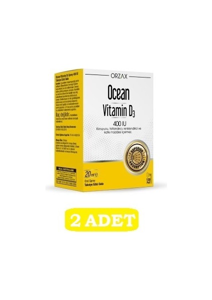 Ocean Vitamin D3 400 Iu 20 ml Sprey*2 Adet