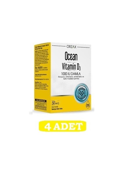 Ocean Vitamin D3 1000 Iu 50 ml Damla*4 Adet