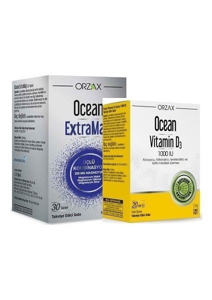 Ocean D3 Vitamini 1000 Iu 20 ml Damla+Ocean Extramag 30 Tablet
