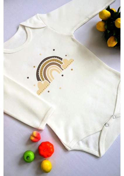 Tuğba Baby Unisex Bebek Gökkuşağı Baskılı Body Zıbın