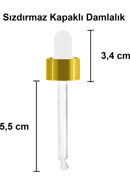 20 cc Şeffaf Damlalık Metal Gold Sızdırmaz Kapaklı 20 ml Dropper Cam Serum Şişesi 6 Adet