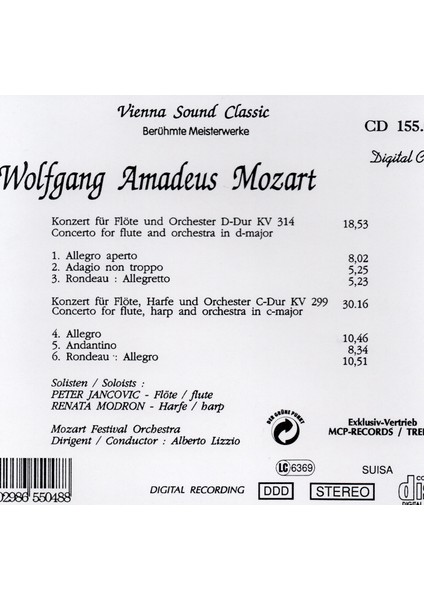 Wolfgang Amadeus Mozart - 1756-1791 Concert Für Flute (Cd)