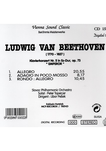Ludwig Van Beethoven - Klavierkonzert Nr 5. (Cd)