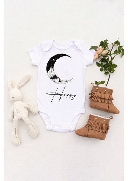 Unisex Bebek Happy Baskılı Body Zıbın