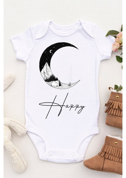 Unisex Bebek Happy Baskılı Body Zıbın fiyatları