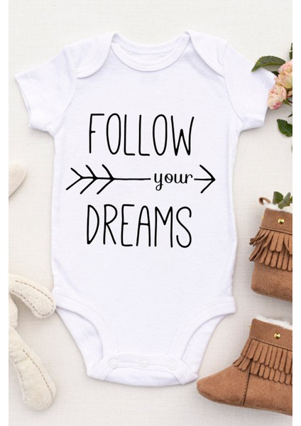 Unisex Bebek Hayallerinin Peşinden Git Baskılı Body Zıbın fiyatları