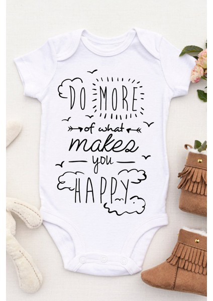 Unisex Bebek Seni Mutlu Eden Şeyleri Daha Çok Yap Baskılı Body Zıbın fiyatları