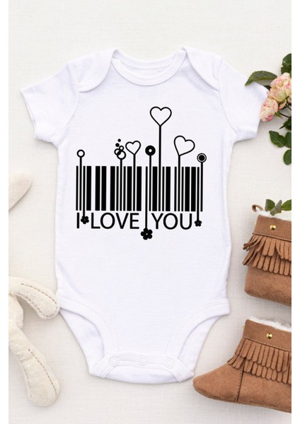 Unisex Bebek Barkod Love You Baskılı Body Zıbın fiyatları