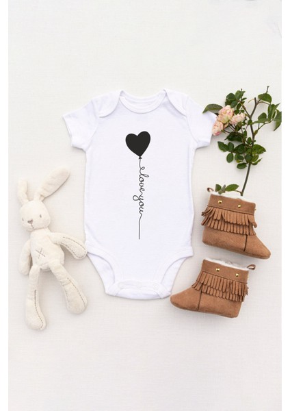 Unisex Bebek Love You Baskılı Body Zıbın