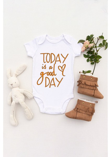 Unisex Bebek Bugün Güzel Bir Gün Baskılı Body Zıbın
