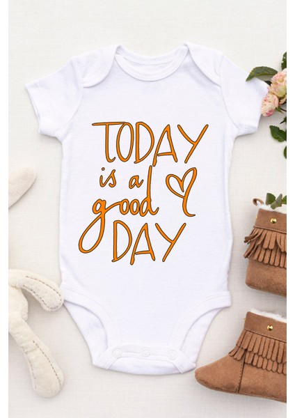 Unisex Bebek Bugün Güzel Bir Gün Baskılı Body Zıbın fiyatları