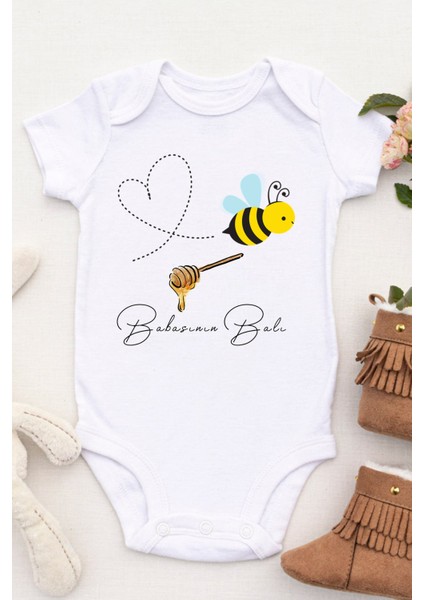 Unisex Bebek Babasının Balı Baskılı Body Zıbın fiyatları