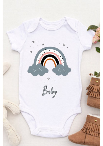 Unisex Bebek Gökkuşağı Baby Baskılı Body Zıbın fiyatları
