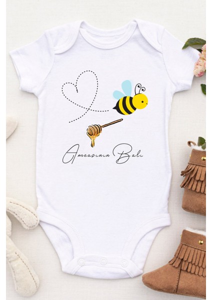 Unisex Bebek Amcasının Balı Baskılı Body Zıbın fiyatları