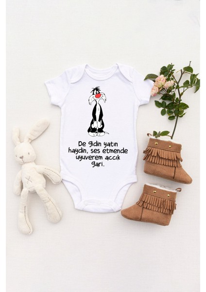 Unisex Bebek De Gidin Yatın Haydin Baskılı Body Zıbın
