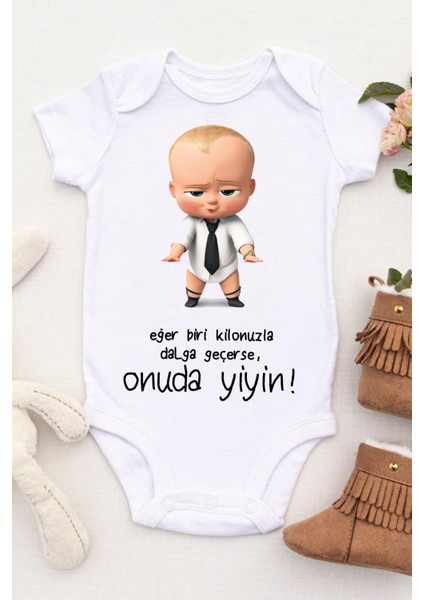 Erkek Bebek Onuda Yiyin Baskılı Body Zıbın fiyatları