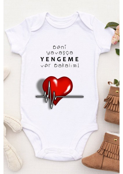Unisex Bebek Beni Yavaşça Yengeme Ver Bakalım Baskılı Body Zıbın fiyatları