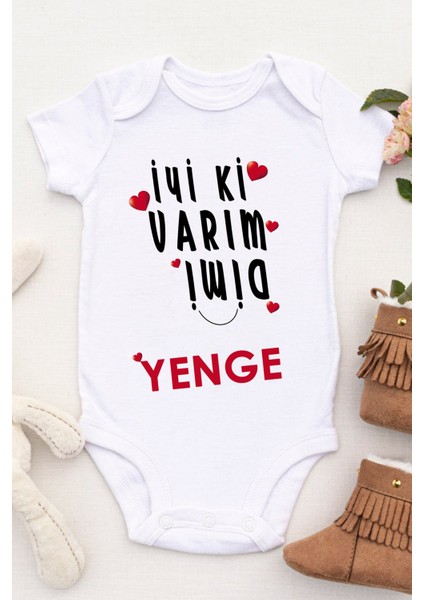 Unisex Bebek Iyi Ki Varım Dimi Yenge Baskılı Body Zıbın