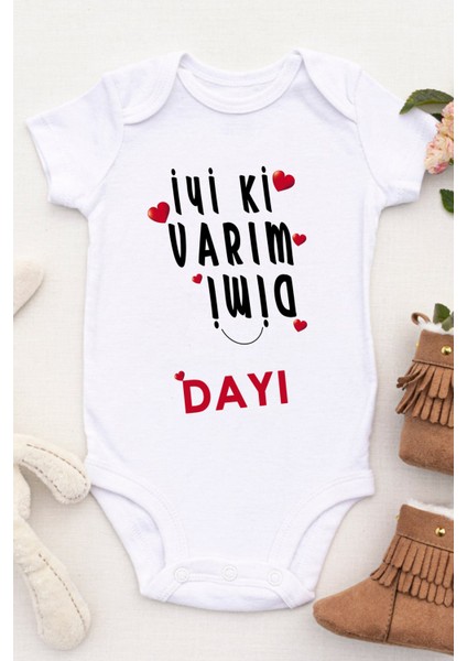 Unisex Bebek Iyi Ki Varım Dimi Dayı Baskılı Body Zıbın fiyatları