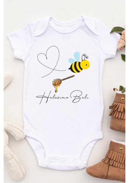 Unisex Bebek Halasının Balı Baskılı Body Zıbın fiyatları