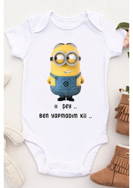 Unisex Bebek Iı Şey Ben Yapmadım Ki.. Baskılı Body Zıbın fiyatları