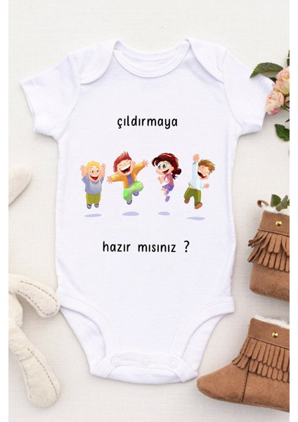 Unisex Bebek Çıldırmaya Hazır Mısınız ? Baskılı Body Zıbın fiyatları