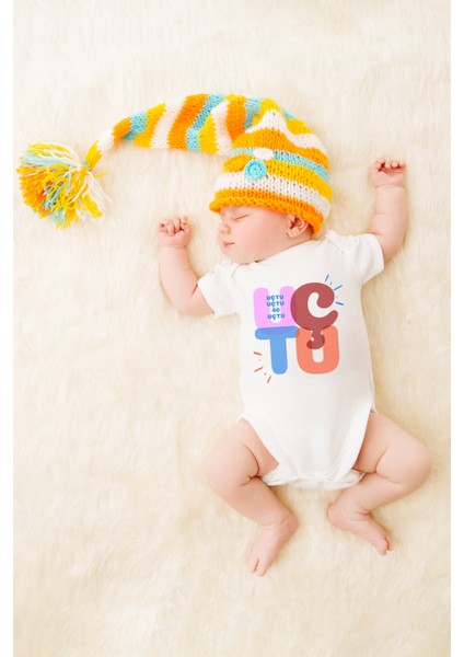 Unisex Bebek Uçtu Uçtu 40 Uçtu Baskılı Body Zıbın