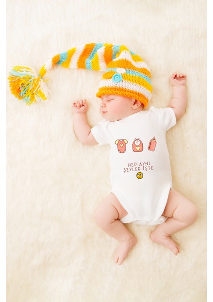 Unisex Bebek Hep Aynı Şeyler Işte Baskılı Body Zıbın