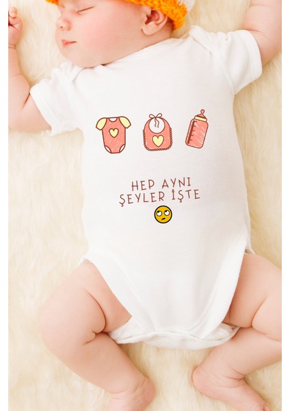 Unisex Bebek Hep Aynı Şeyler Işte Baskılı Body Zıbın fiyatları