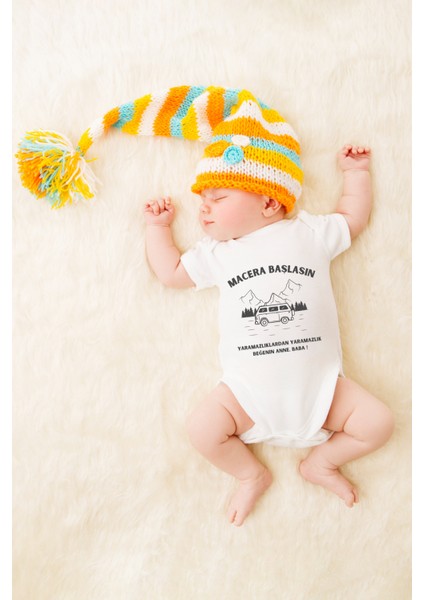 Unisex Bebek Macera Başlasın Baskılı Body Zıbın