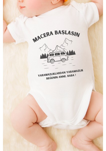 Unisex Bebek Macera Başlasın Baskılı Body Zıbın fiyatları