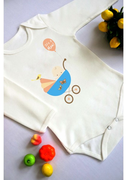 Erkek Bebek It's A Man ! Baskılı Body Zıbın