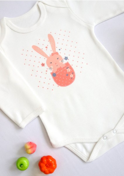 Kız Bebek Cep Tavşanı Baskılı Body Zıbın