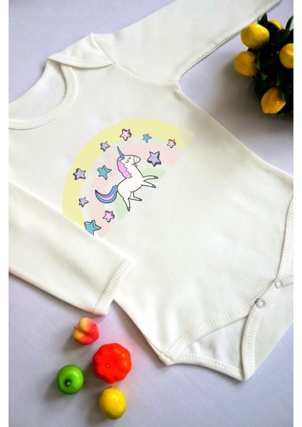 Kız Bebek Unicorn Baskılı Body Zıbın