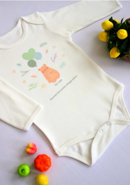 Unisex Bebek Ce-Eee Annemin Karnından Nihayet Çıktım Baskılı Body Zıbın