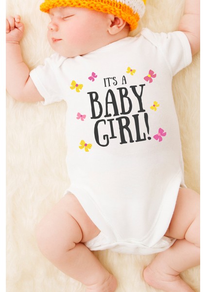 Kız Bebek It's A Baby Girl ! Baskılı Body Zıbın