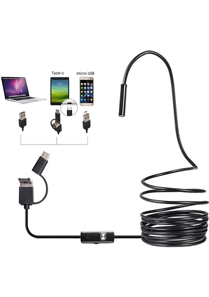 3'ü 1 Arada USB Endoskop, Endüstriyel Hd Kameralar Için C Tipi Muayene Kamerası Endoskop, IP67 Suya Dayanıklı Kamera 5m  (Yurt Dışından)