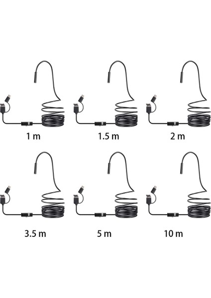 3'ü 1 Arada USB Endoskop, Endüstriyel Hd Kameralar Için C Tipi Muayene Kamerası Endoskop, IP67 LED Işıklı Yılan Kamera 10M  (Yurt Dışından)