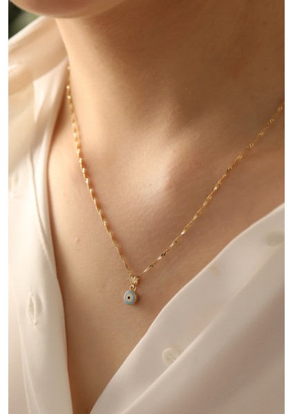 14 Ayar Altın Mineli Göz Singapur Zincir Kolye modelleri