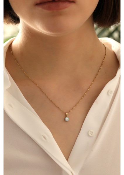 14 Ayar Altın Mineli Göz Singapur Zincir Kolye fırsatları