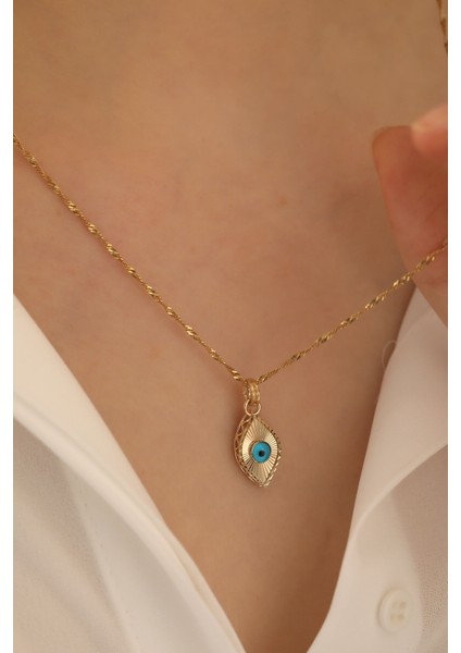 14 Ayar Altın Işıltılı Markiz Göz Singapur Zincir Kolye fiyatları