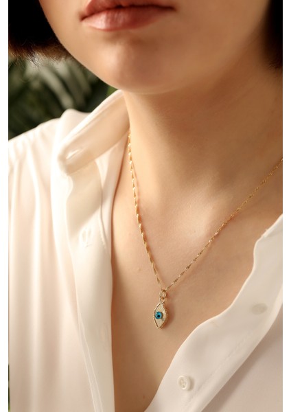 14 Ayar Altın Işıltılı Markiz Göz Singapur Zincir Kolye modelleri